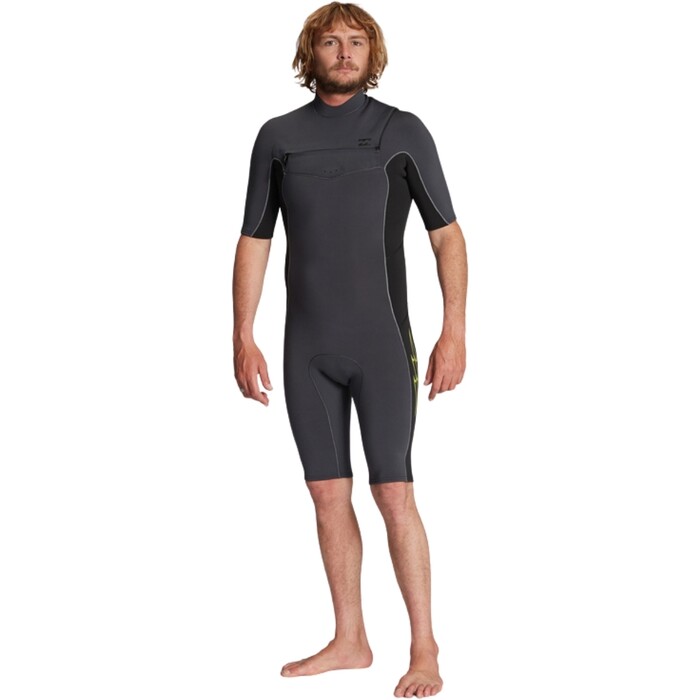 2024 Billabong Mens Absolute 2mm Flatlock Chest Zip Shorty Wetsuit ABYW500118 - Grey